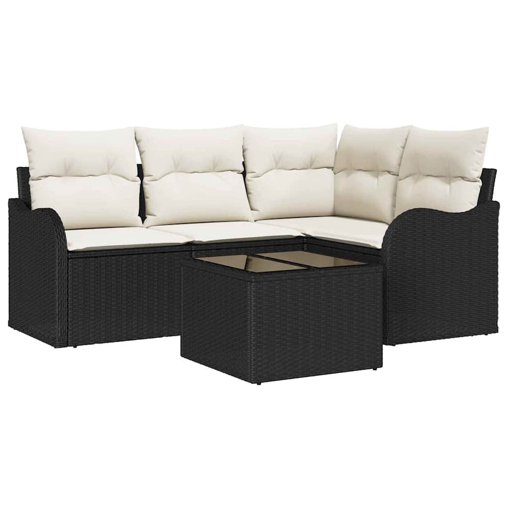 vidaXL 5-piece Garden Sofa Set Black Poly Rattan