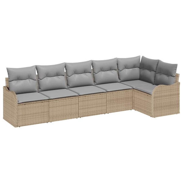 vidaXL 6-Piece Garden Sofa Set Beige Poly Rattan
