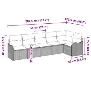 vidaXL 6-Piece Garden Sofa Set Beige Poly Rattan