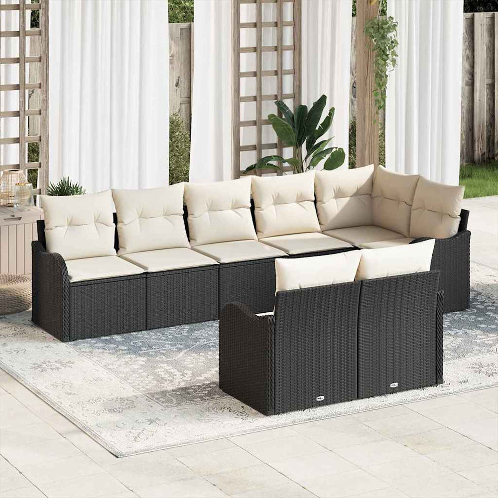 vidaXL Garden Sofa Set 8 pcs Black Poly Rattan
