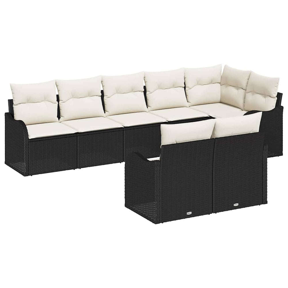 vidaXL Garden Sofa Set 8 pcs Black Poly Rattan