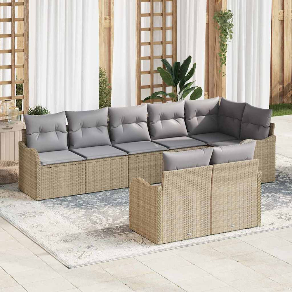 vidaXL Garden Sofa Set 8 pcs Beige Poly Rattan