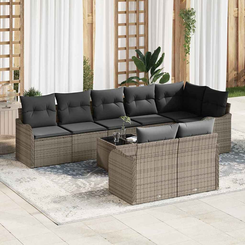vidaXL Garden Sofa Set 9 pcs Gray Poly Rattan