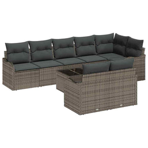 vidaXL Garden Sofa Set 9 pcs Gray Poly Rattan