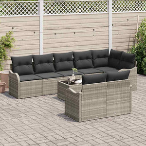 vidaXL 9-piece Garden Sofa Set Light Grey Poly Rattan