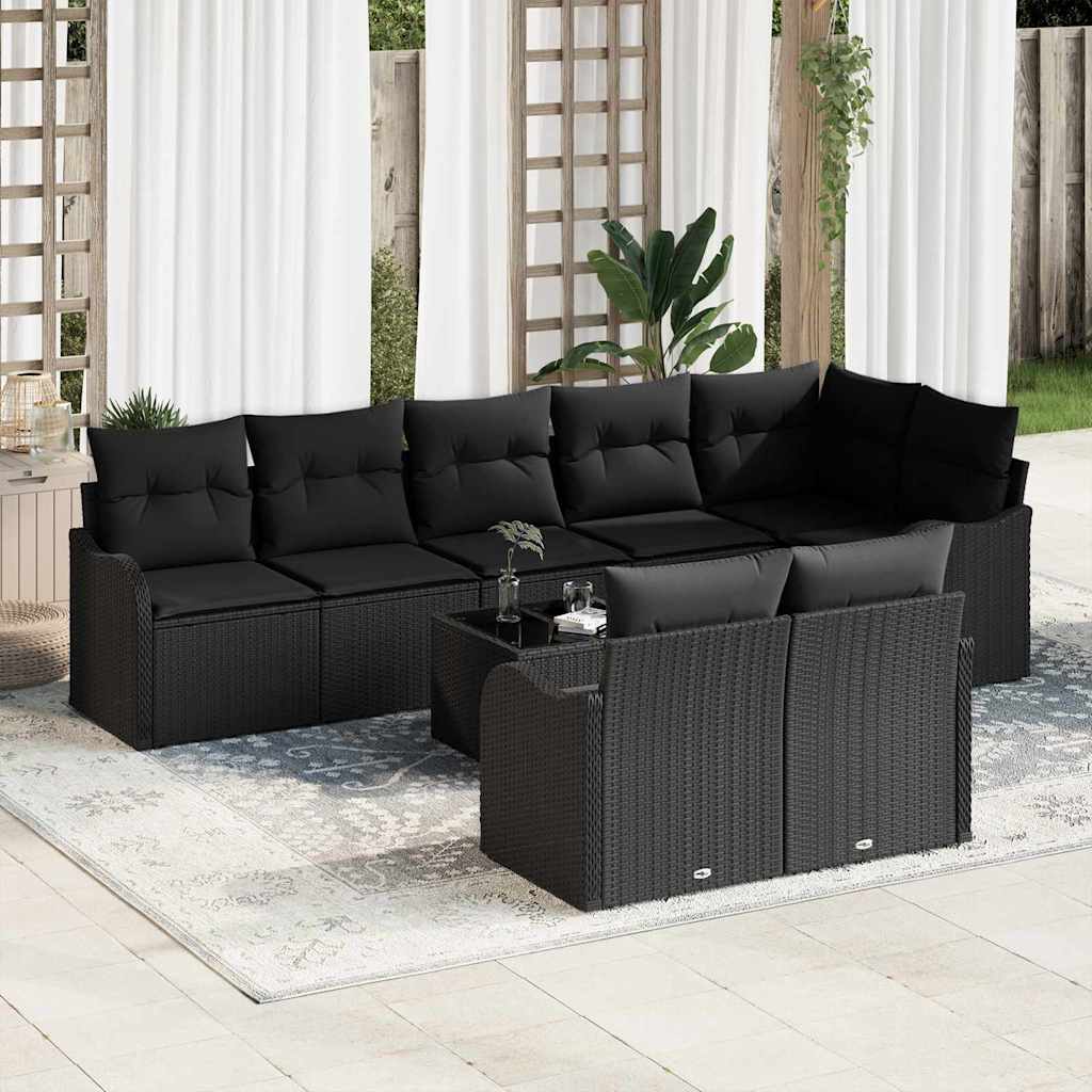 vidaXL Garden Sofa Set 9 pcs Black Poly Rattan