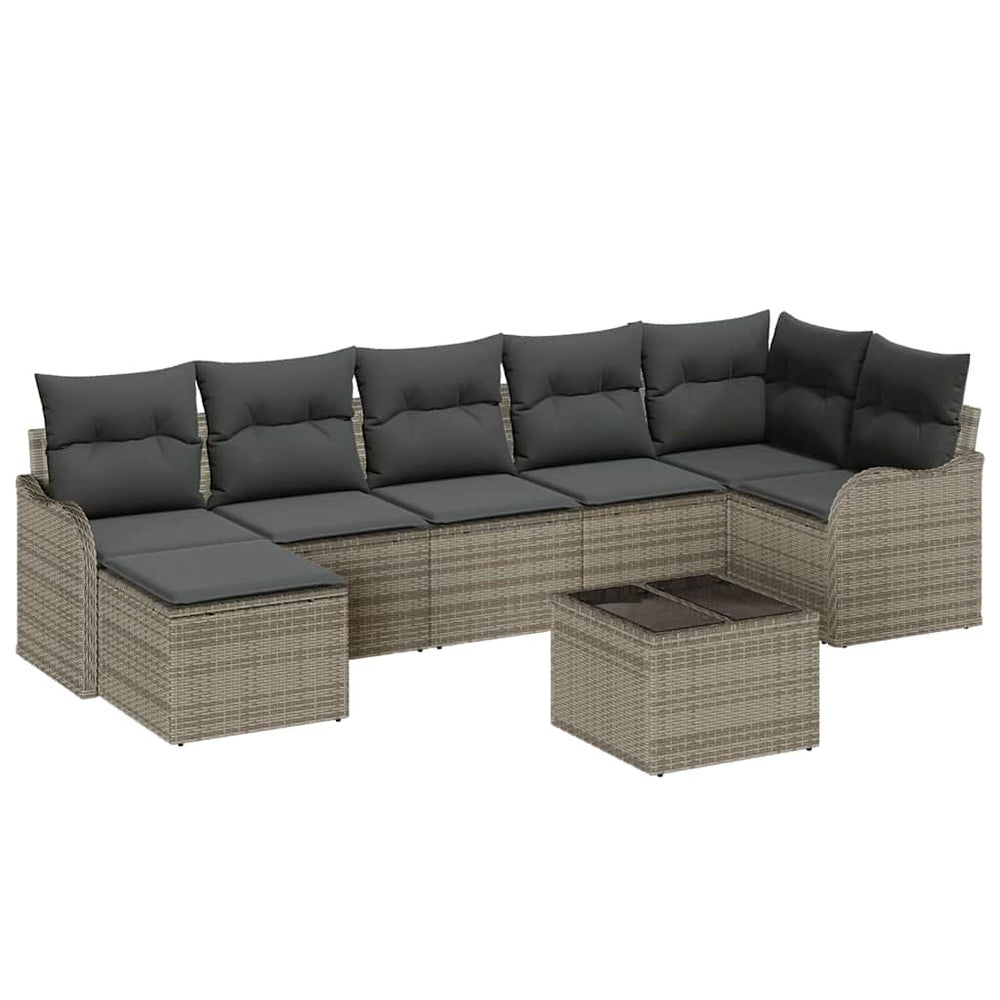 vidaXL 8-Piece Garden Sofa Set Grey Poly Rattan