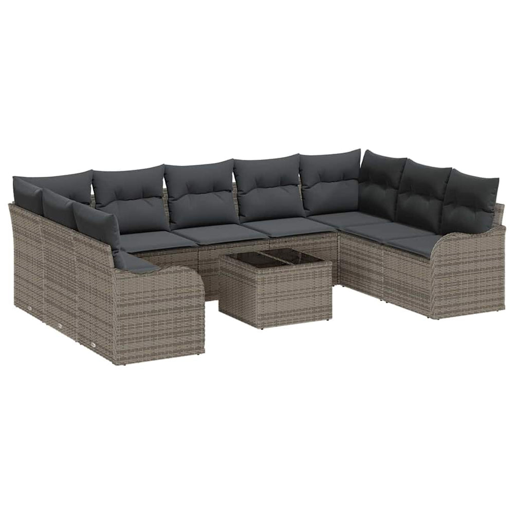 vidaXL Garden Sofa Set 10 pcs Gray Poly Rattan