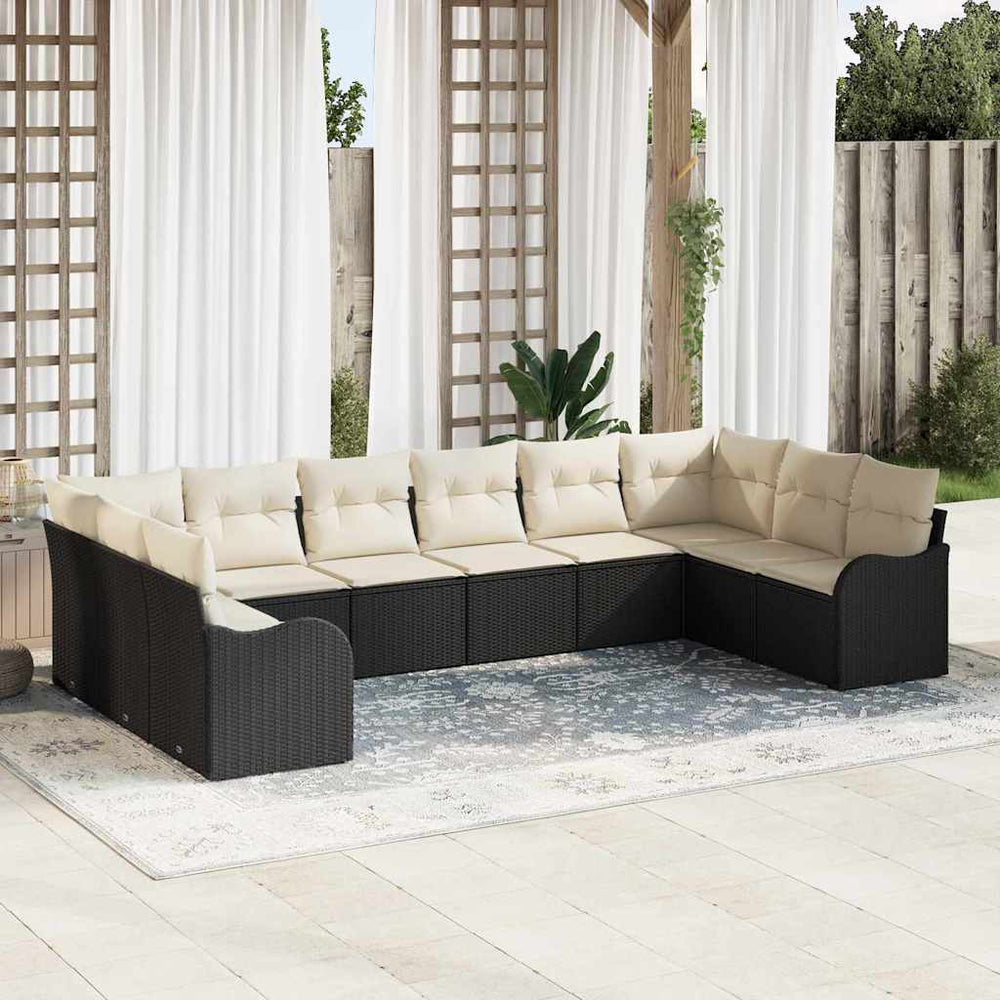 vidaXL Garden Sofa Set Black 344 x 177.5 x 85 cm Poly Rattan