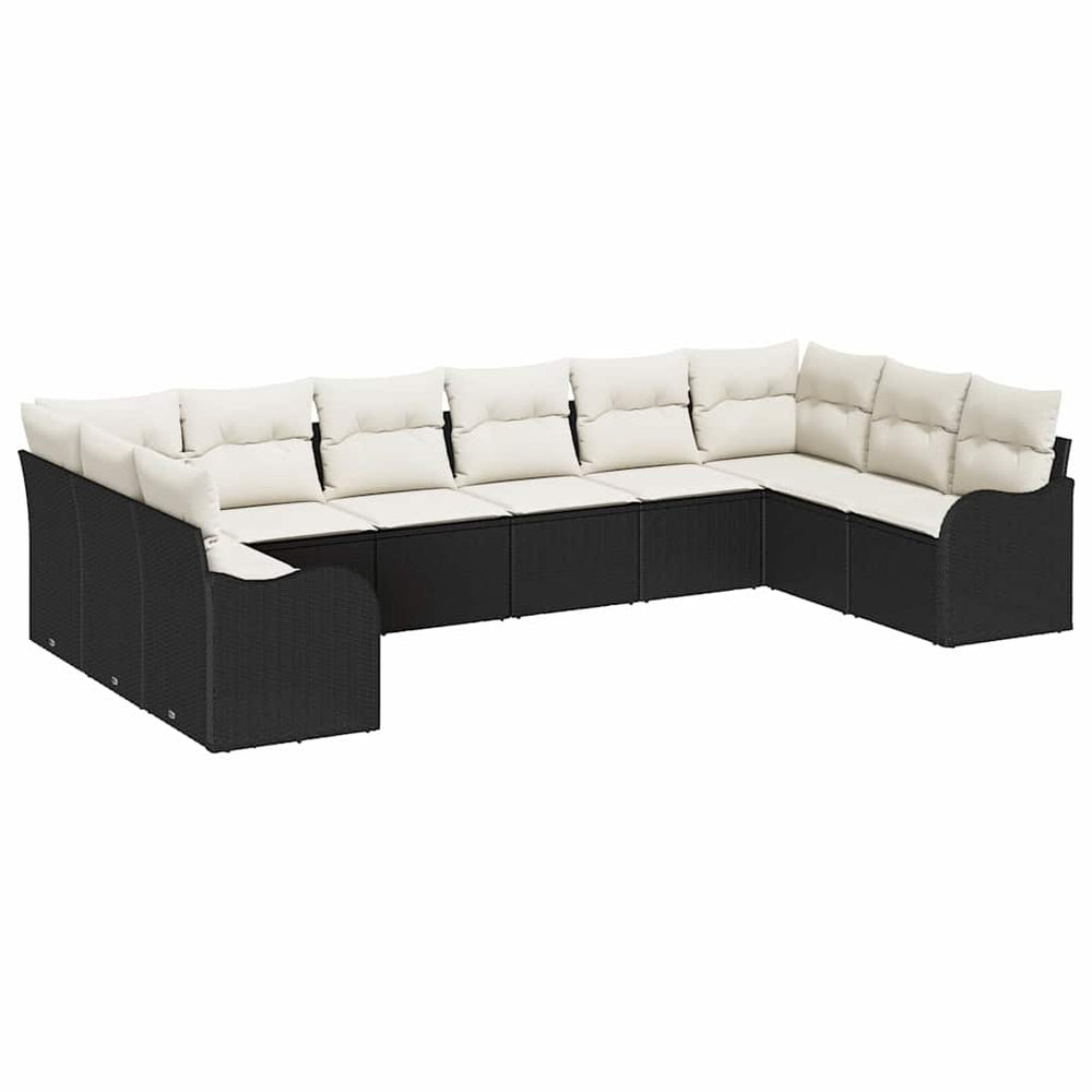 vidaXL Garden Sofa Set Black 344 x 177.5 x 85 cm Poly Rattan