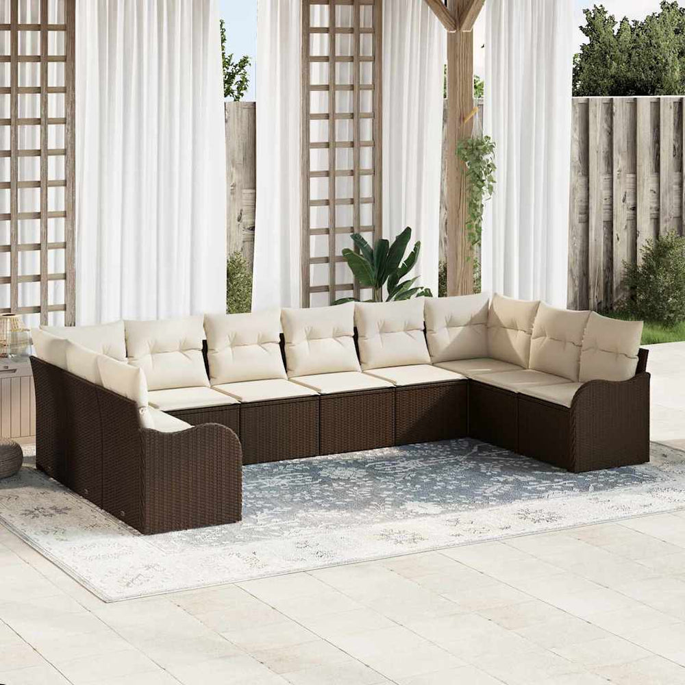 vidaXL Garden Sofa Set Brown 344 x 177.5 x 85 cm Poly Rattan