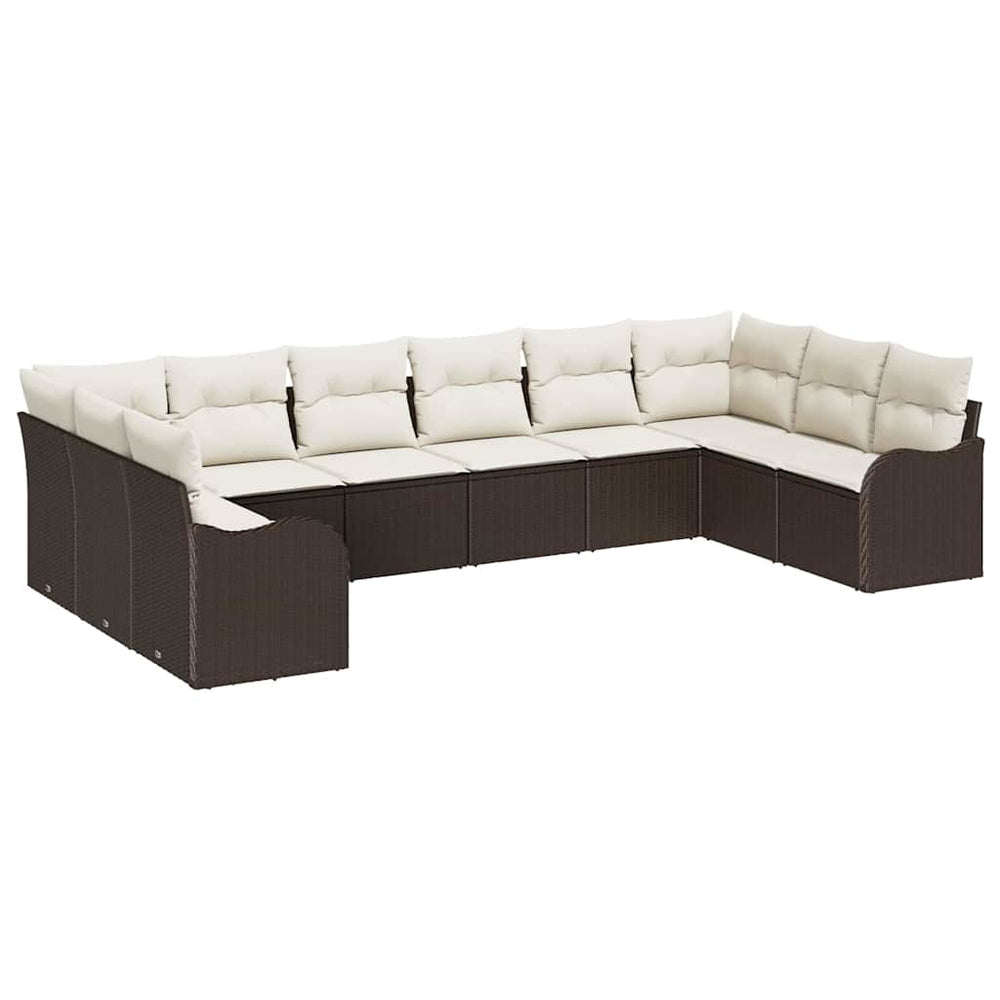 vidaXL Garden Sofa Set Brown 344 x 177.5 x 85 cm Poly Rattan