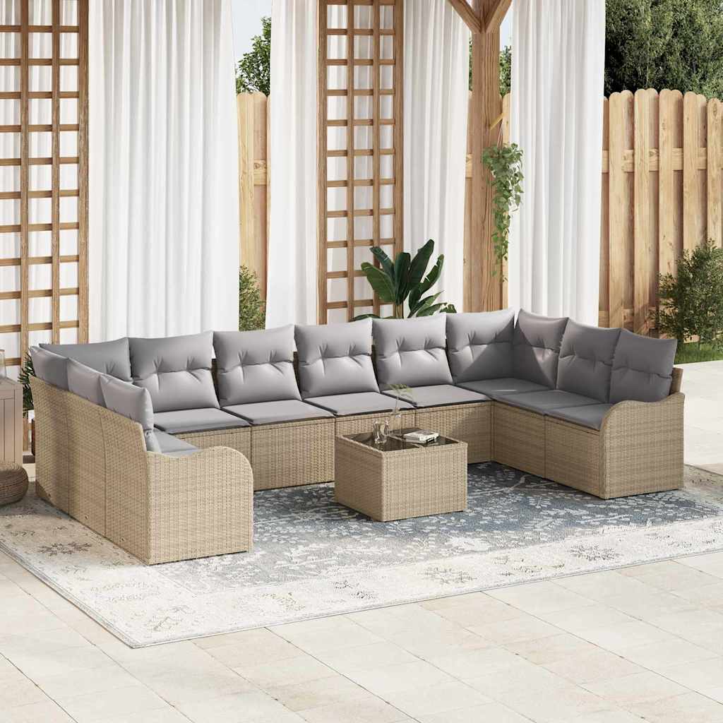 vidaXL Garden Sofa Set Beige 55 x 55 x 37 cm Poly Rattan