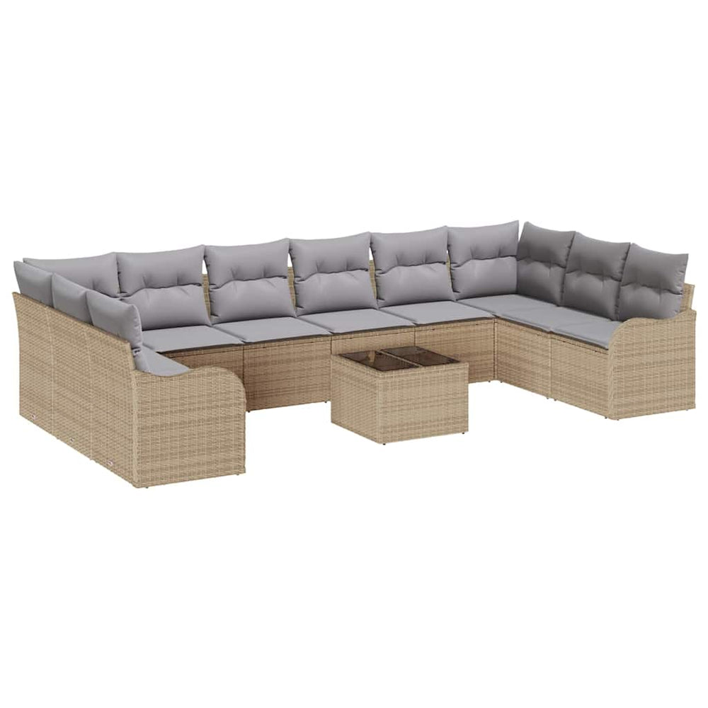 vidaXL Garden Sofa Set Beige 55 x 55 x 37 cm Poly Rattan