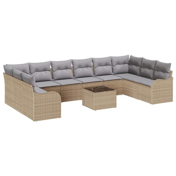 vidaXL Garden Sofa Set Beige 55 x 55 x 37 cm Poly Rattan