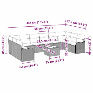 vidaXL Garden Sofa Set Beige 55 x 55 x 37 cm Poly Rattan