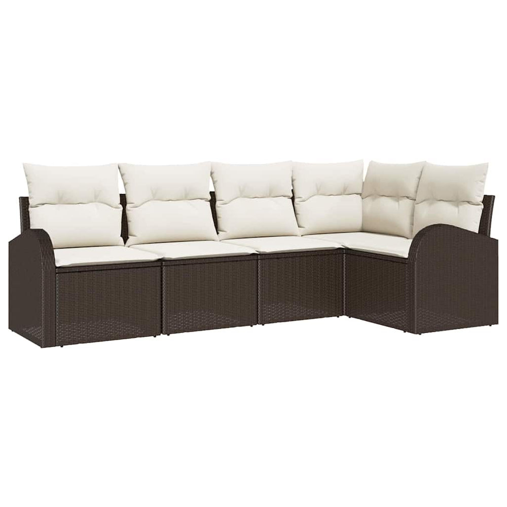 vidaXL Sofa Set with Cushions 5 pcs Brown Polyester