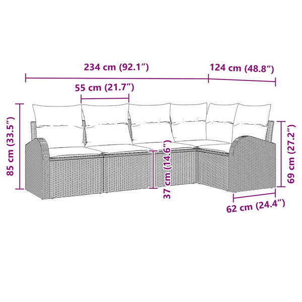 vidaXL Sofa Set with Cushions 5 pcs Brown Polyester
