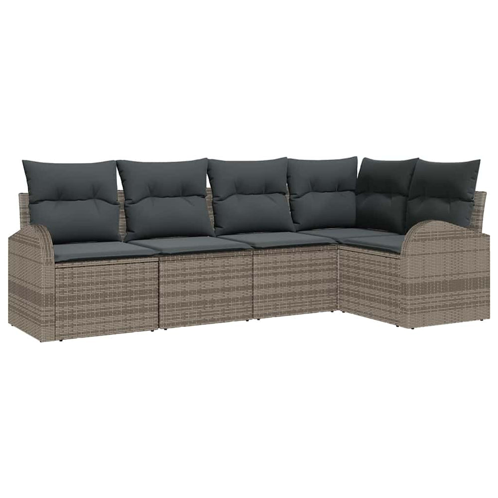 vidaXL Sofa Set with Cushions 5 pcs Grey Polyester