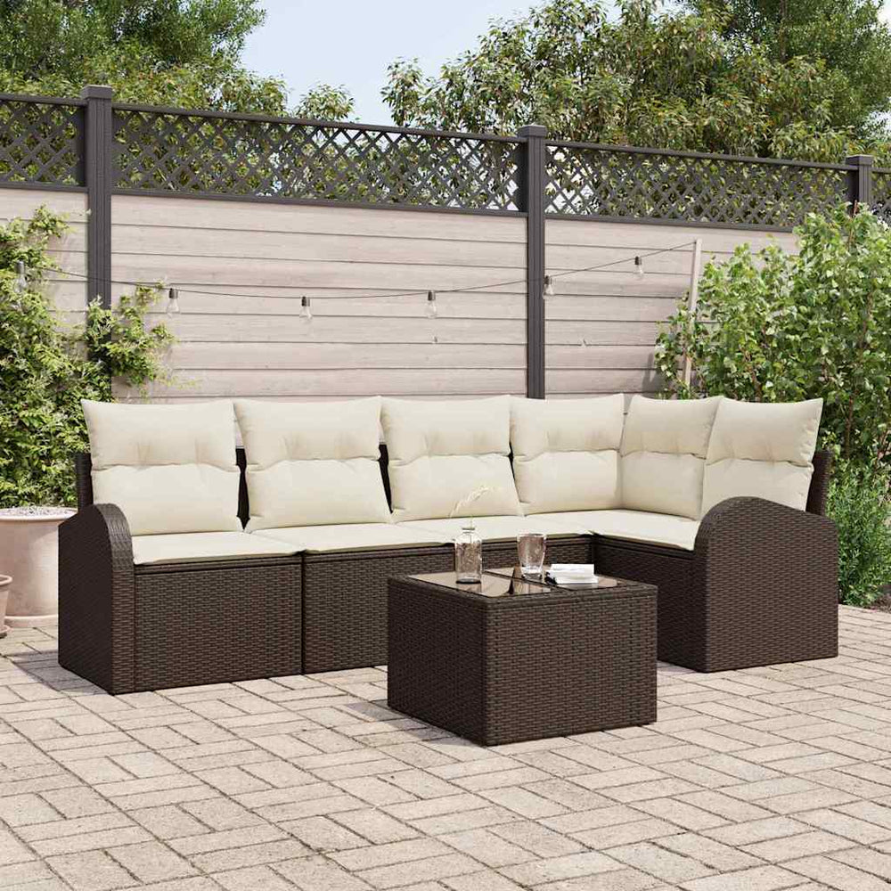 vidaXL Sofa Set with Cushions Brown Polyester