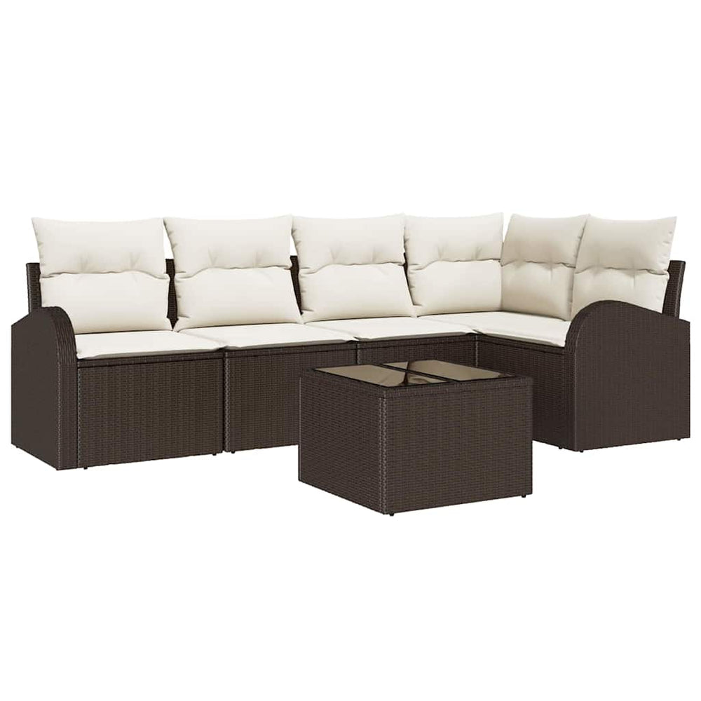 vidaXL Sofa Set with Cushions Brown Polyester