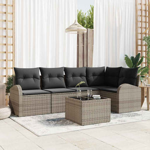 vidaXL Sofa Set with Cushions Grey Polyester