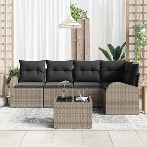 vidaXL Sofa Set with Cushions Grey Polyester