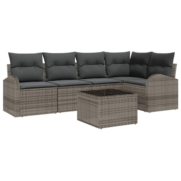 vidaXL Sofa Set with Cushions Grey Polyester
