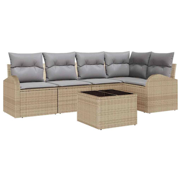 vidaXL Sofa Set with Cushions 6 pcs Beige Polyester