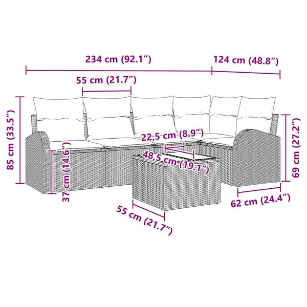 vidaXL Sofa Set with Cushions 6 pcs Beige Polyester