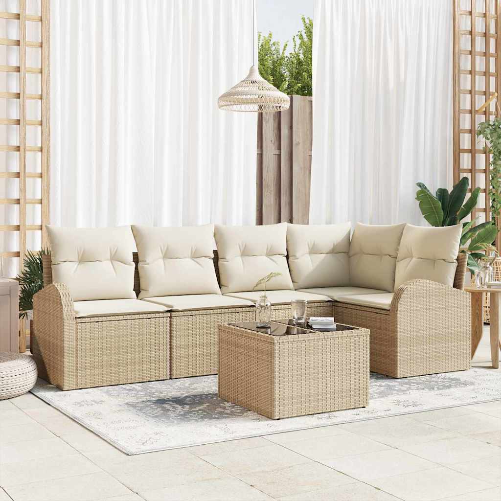 vidaXL Sofa Set with Cushions Beige Polyester