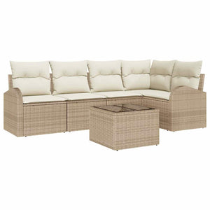 vidaXL Sofa Set with Cushions Beige Polyester