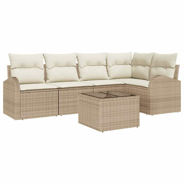 vidaXL Sofa Set with Cushions Beige Polyester