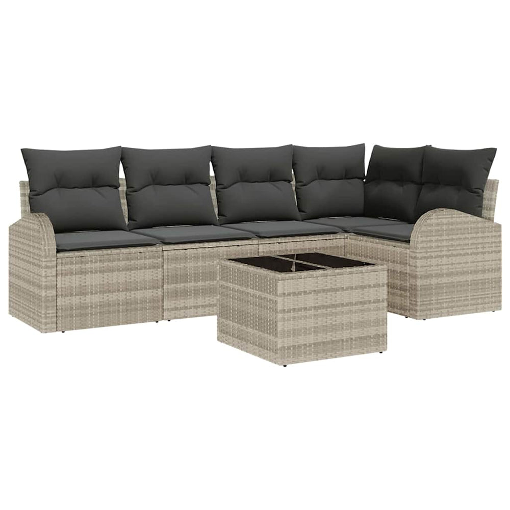 vidaXL Sofa Set with Cushions 6 pcs Light Gray Polyester