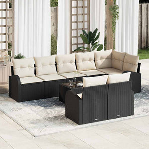 vidaXL Garden Sofa Set Black and Cream 55 x 55 x 37 cm Poly Rattan
