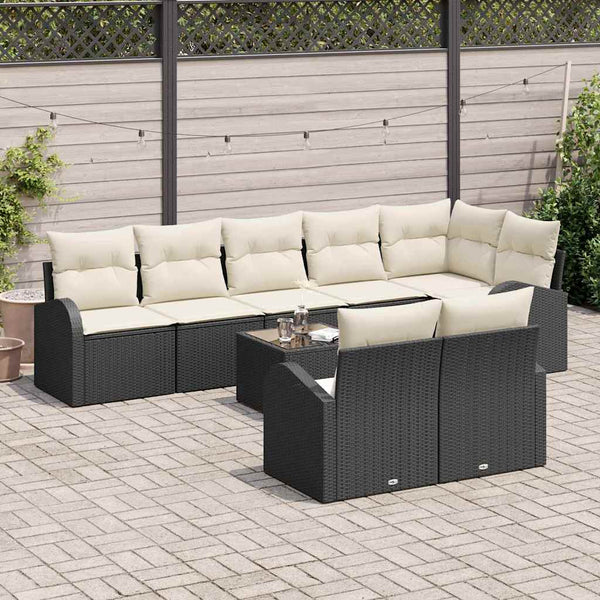 vidaXL Garden Sofa Set Black and Cream 55 x 55 x 37 cm Poly Rattan