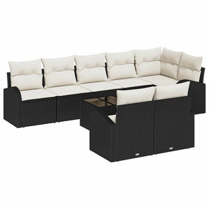 vidaXL Garden Sofa Set Black and Cream 55 x 55 x 37 cm Poly Rattan