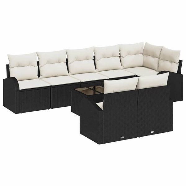 vidaXL Garden Sofa Set Black and Cream 55 x 55 x 37 cm Poly Rattan