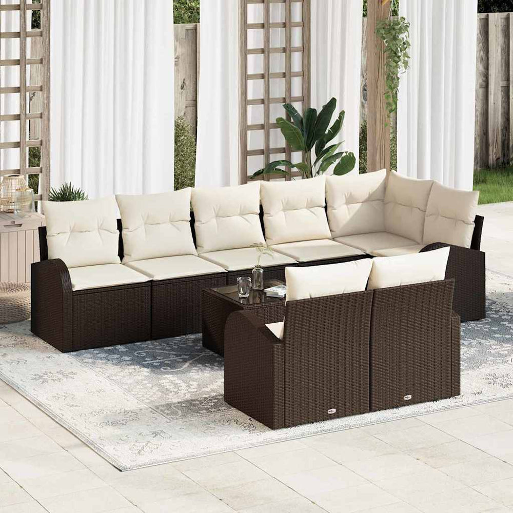 vidaXL Garden Sofa Set Brown and Cream 55 x 55 x 37 cm Poly Rattan