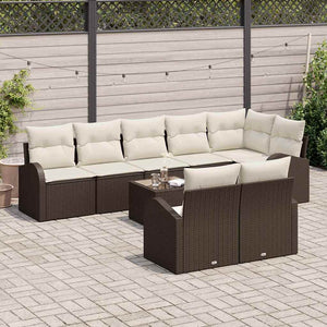 vidaXL Garden Sofa Set Brown and Cream 55 x 55 x 37 cm Poly Rattan