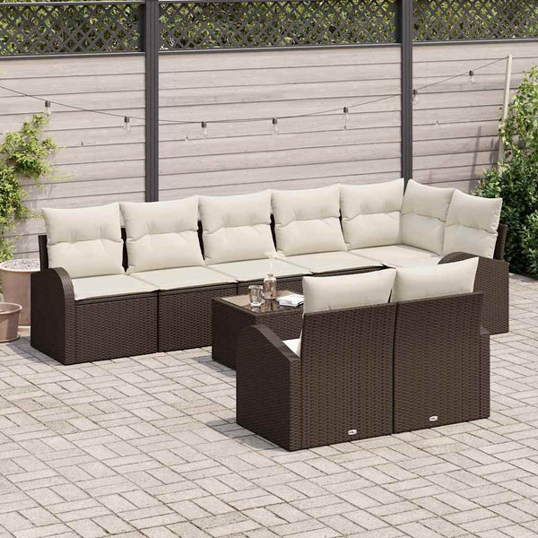 vidaXL Garden Sofa Set Brown and Cream 55 x 55 x 37 cm Poly Rattan