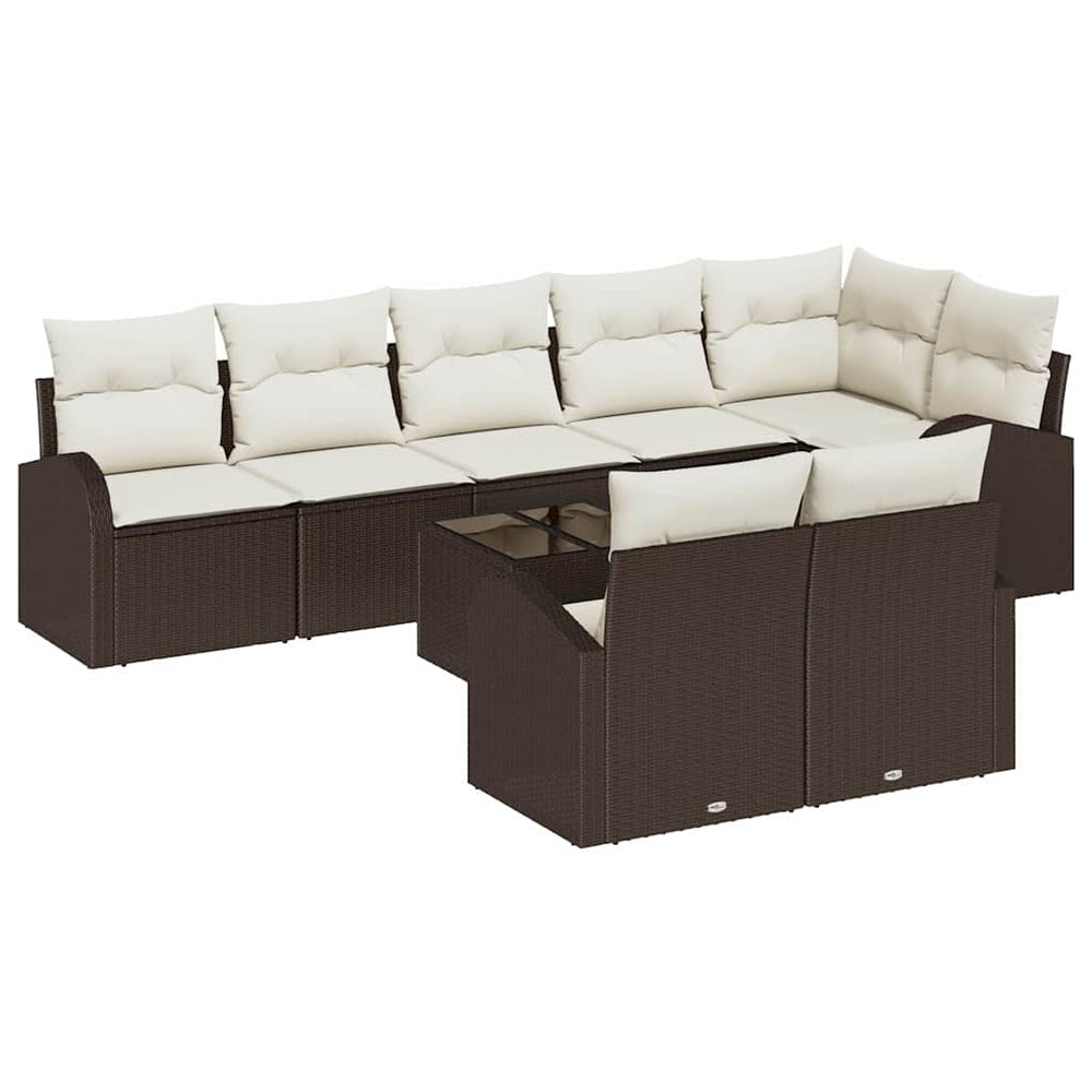 vidaXL Garden Sofa Set Brown and Cream 55 x 55 x 37 cm Poly Rattan