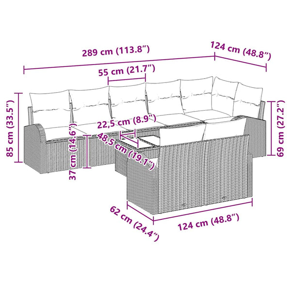 vidaXL Garden Sofa Set Brown and Cream 55 x 55 x 37 cm Poly Rattan
