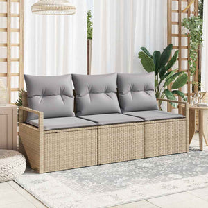 vidaXL 3-Piece Sofa Set Beige Poly Rattan