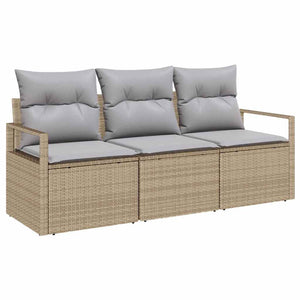 vidaXL 3-Piece Sofa Set Beige Poly Rattan