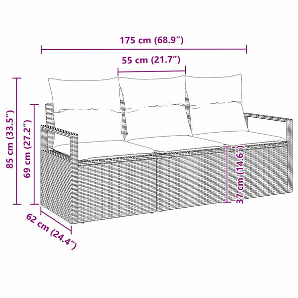 vidaXL 3-Piece Sofa Set Beige Poly Rattan