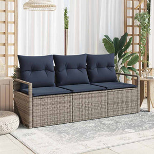 vidaXL Sofa Set 3 pcs Gray Poly Rattan