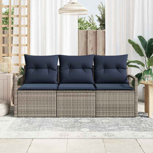 vidaXL Sofa Set 3 pcs Gray Poly Rattan