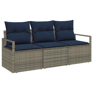 vidaXL Sofa Set 3 pcs Gray Poly Rattan