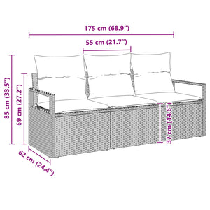 vidaXL Sofa Set 3 pcs Gray Poly Rattan